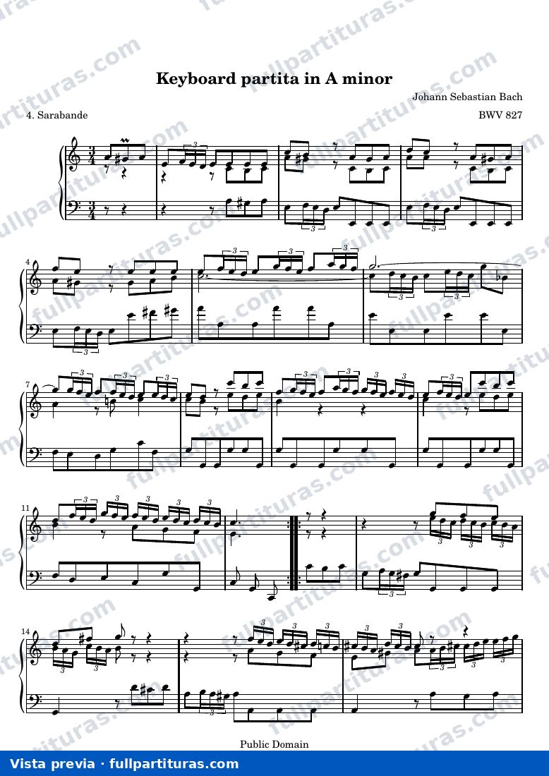 Keyboard partita in A minor — BWV 827 4 — Vorschau