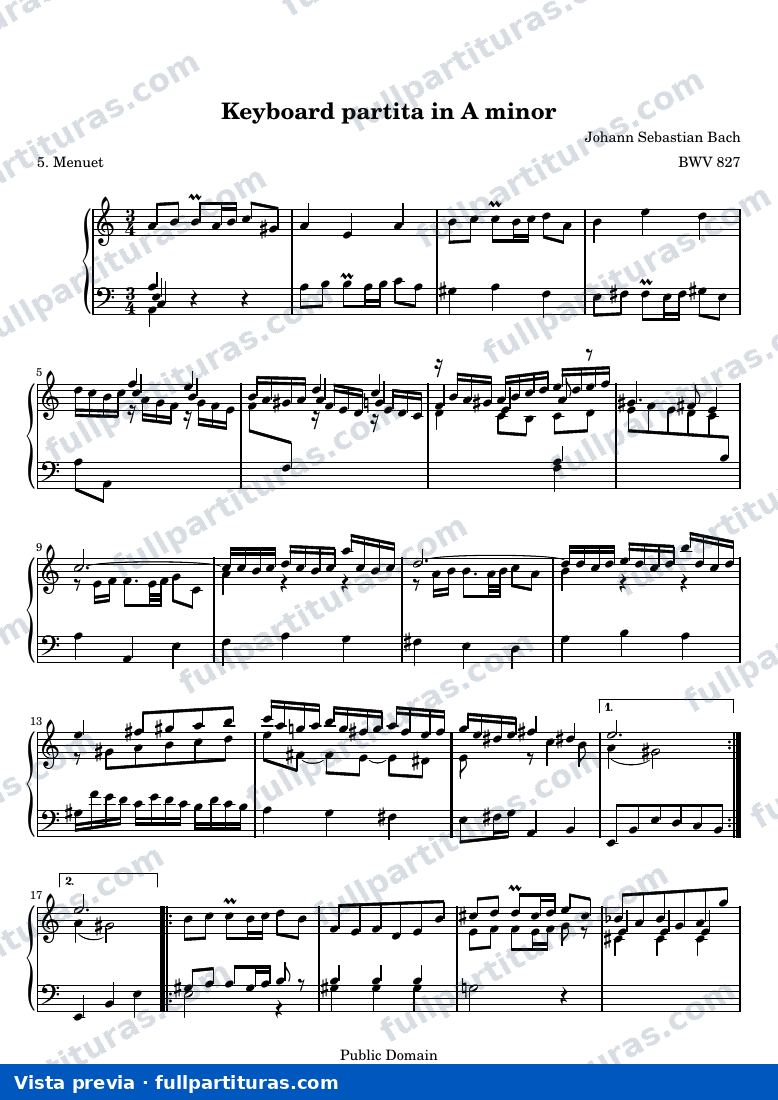 Keyboard partita in A minor — BWV 827 5 — Vorschau