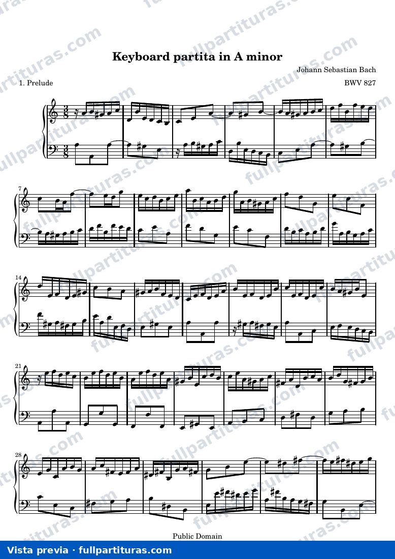 Keyboard partita in A minor — BWV 827 — anteprima