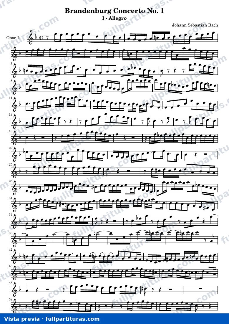Brandenburg Concerto No. 1 (First Movement - Allegro) — Oboeone — preview