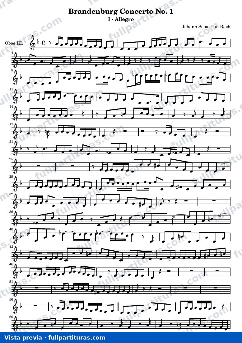 Brandenburg Concerto No. 1 (First Movement - Allegro) — Oboethree — vista previa
