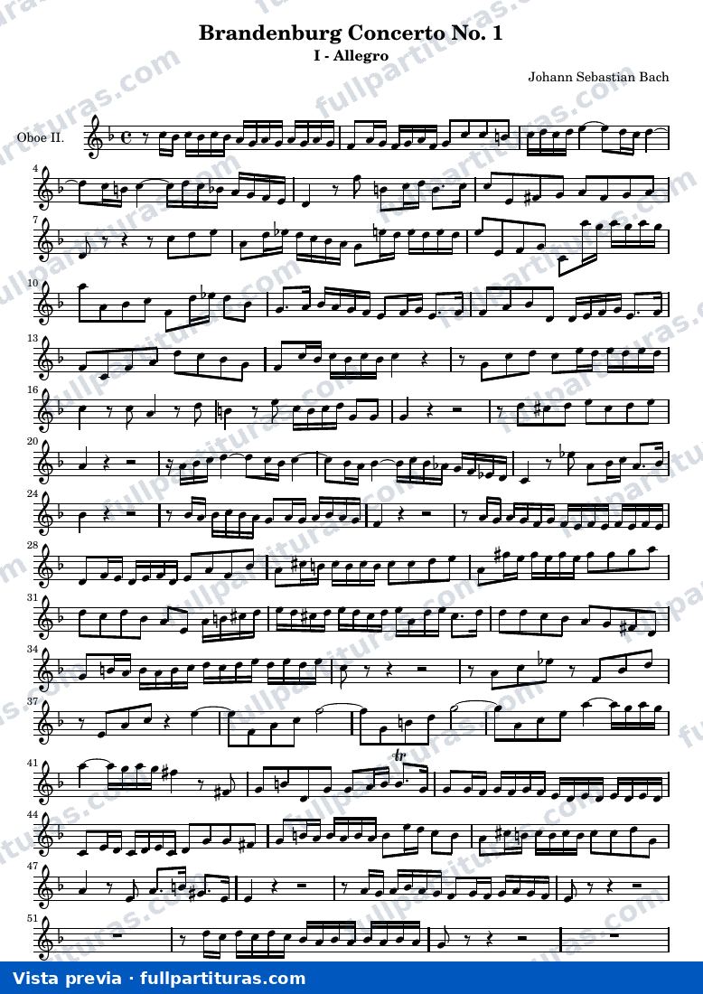Brandenburg Concerto No. 1 (First Movement - Allegro) — Oboetwo — preview