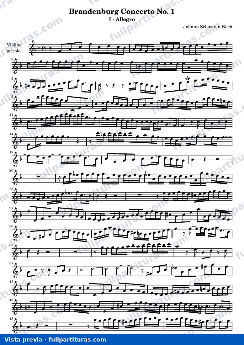 Brandenburg Concerto No. 1 (First Movement - Allegro) — Violinopiccolo — preview