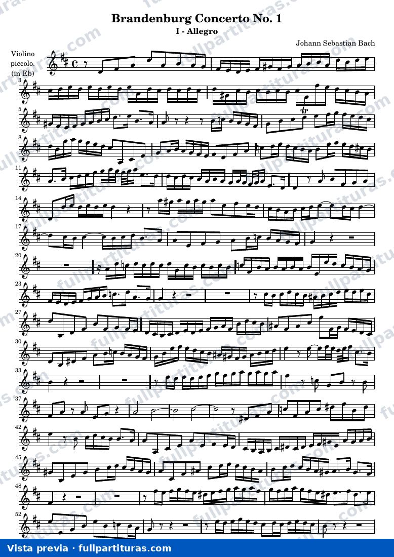 Brandenburg Concerto No. 1 (First Movement - Allegro) — Violinopiccolooriginal — anteprima