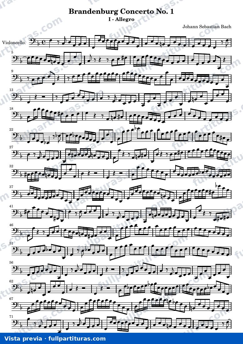 Brandenburg Concerto No. 1 (First Movement - Allegro) — Violoncello — aperçu