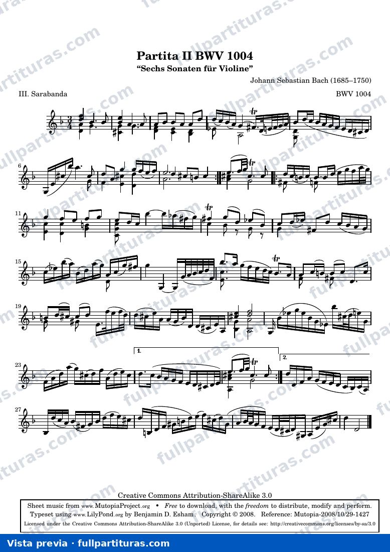 BWV 1004 Sarabanda — aperçu