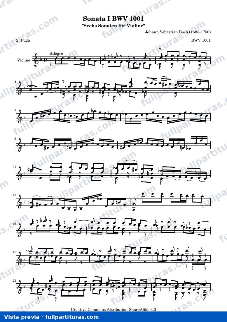 BWV 1001 Fuga — vista previa