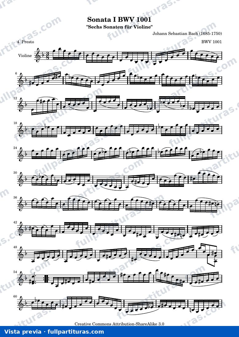 BWV 1001 Presto — предварительный просмотр