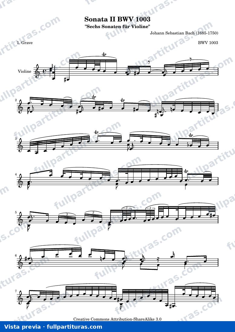 BWV 1003 Grave — предварительный просмотр