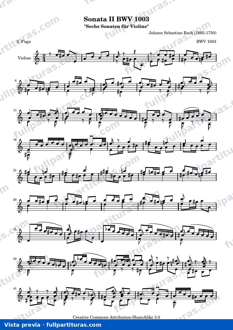 BWV 1003 Fuga — visualização