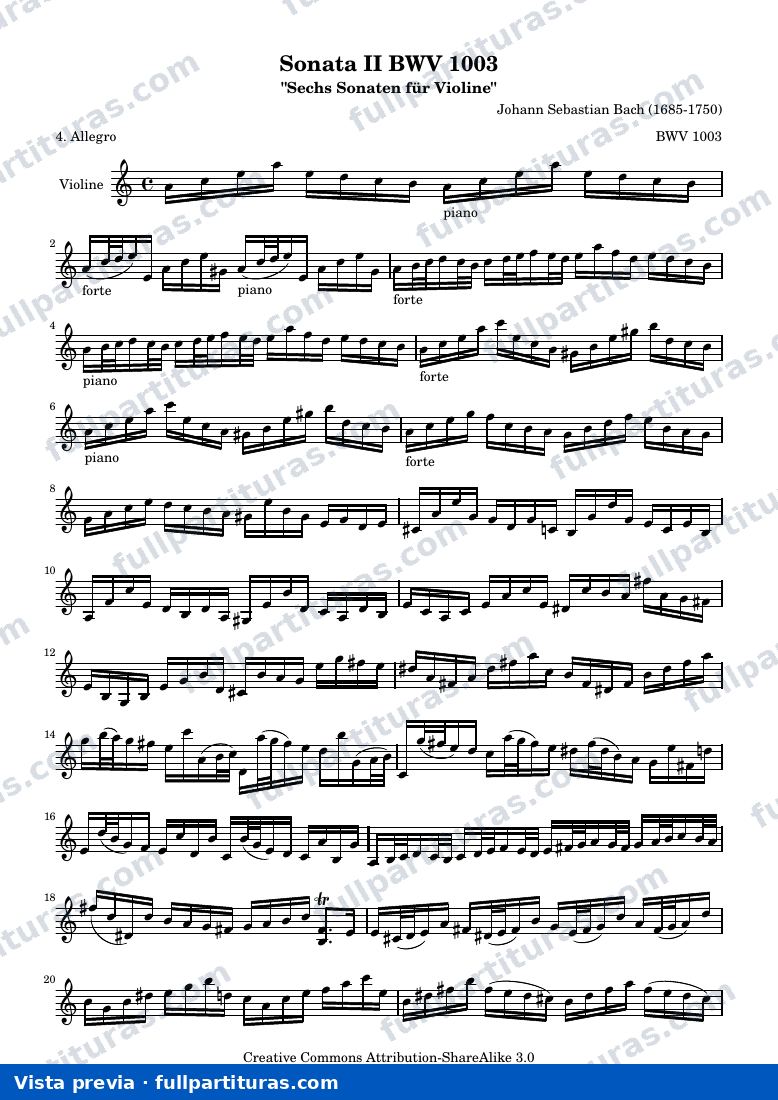 BWV 1003 Allegro — aperçu