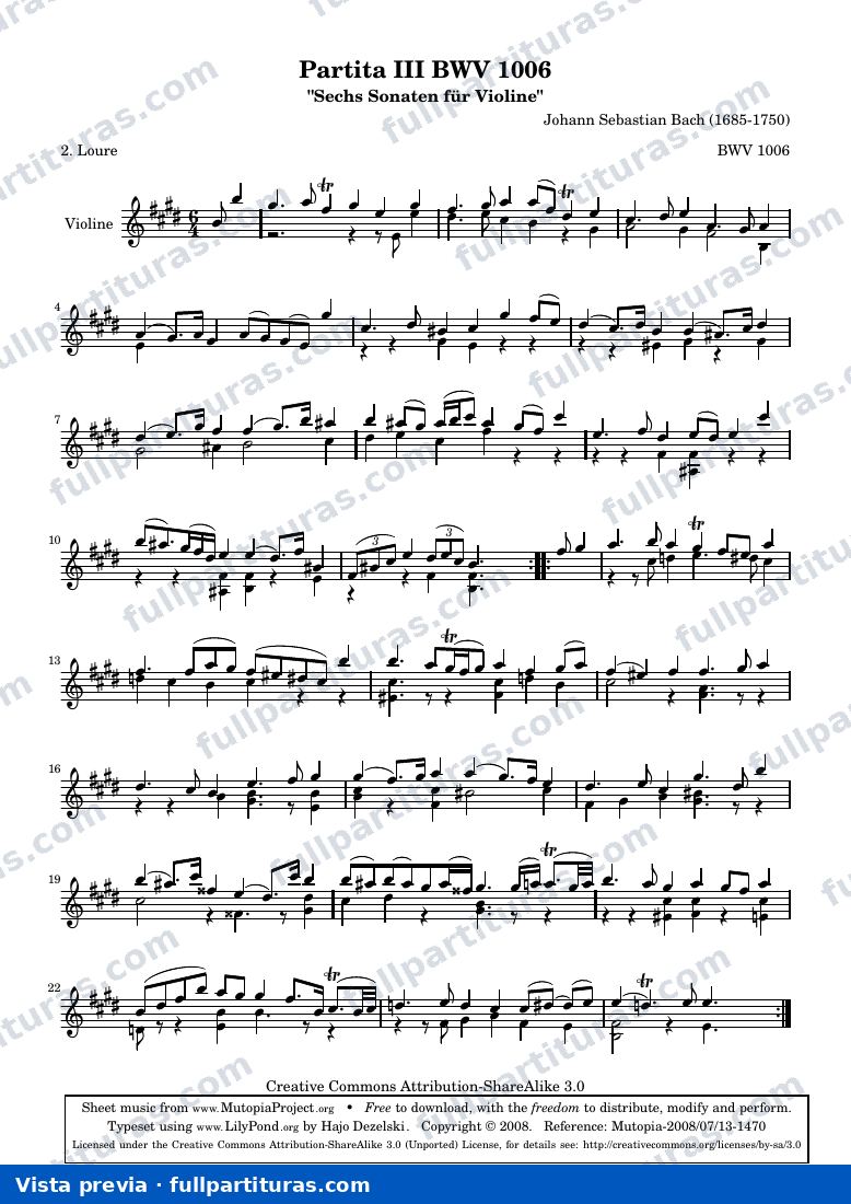 BWV 1006 - Loure — Vorschau
