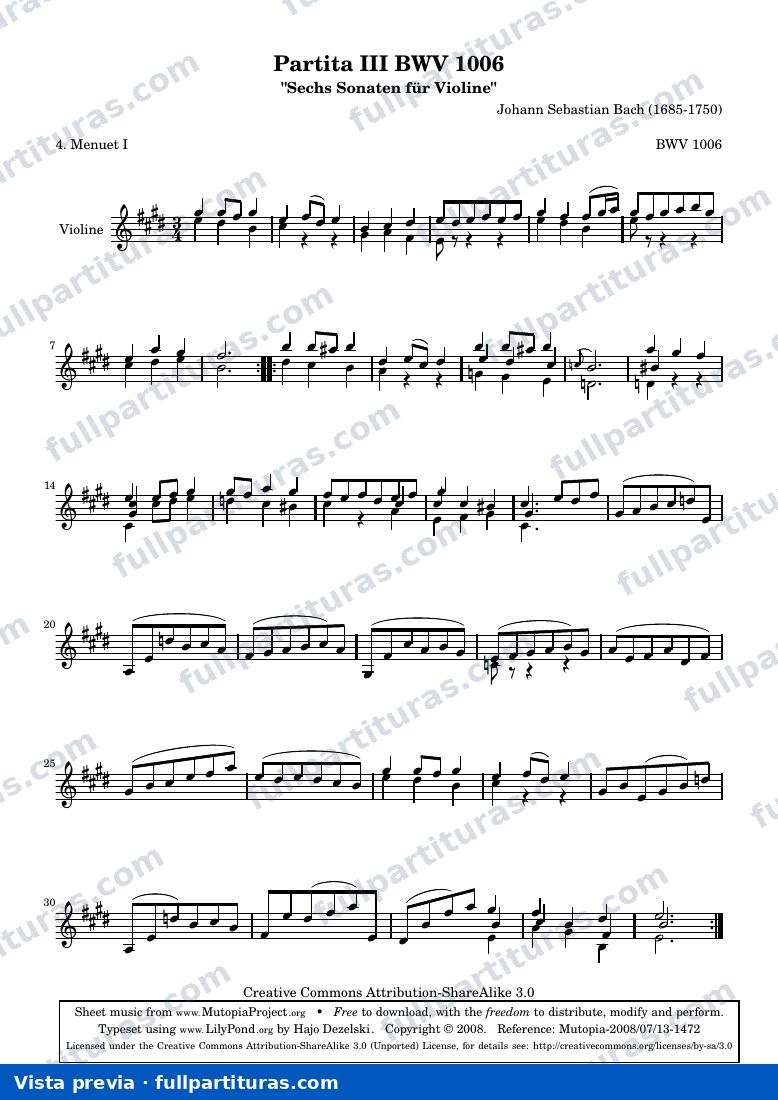 BWV 1006 - Menuet I — anteprima