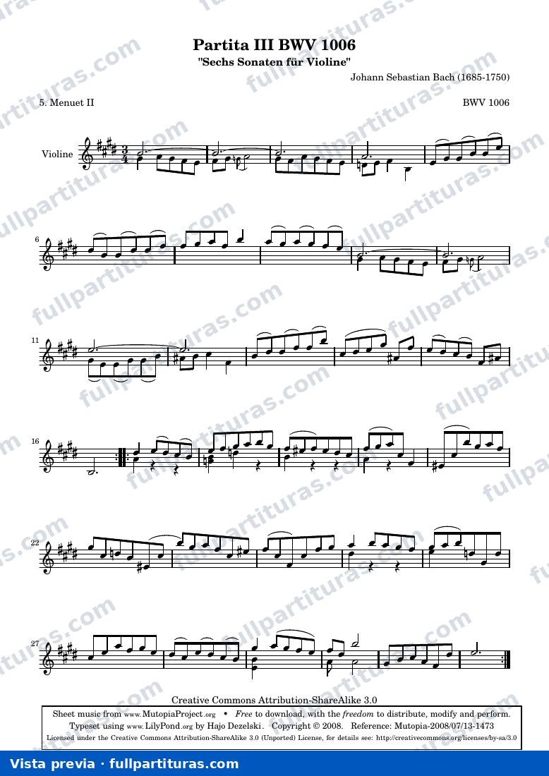 BWV 1006 - Menuet II — vista previa