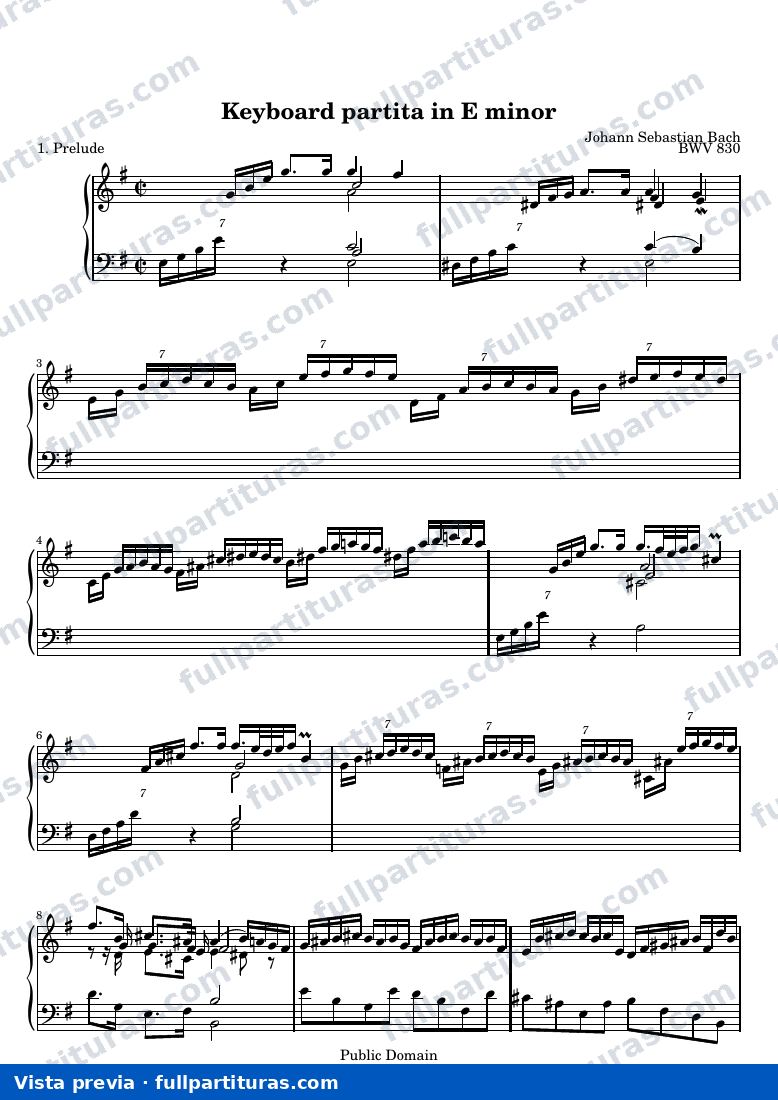 Keyboard partita in E minor — BWV 830 1 — vista previa