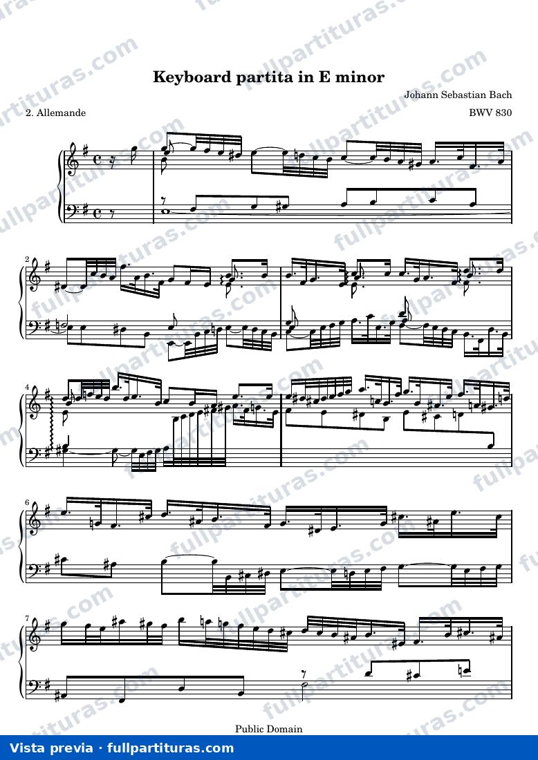 Keyboard partita in E minor — BWV 830 2 — Vorschau