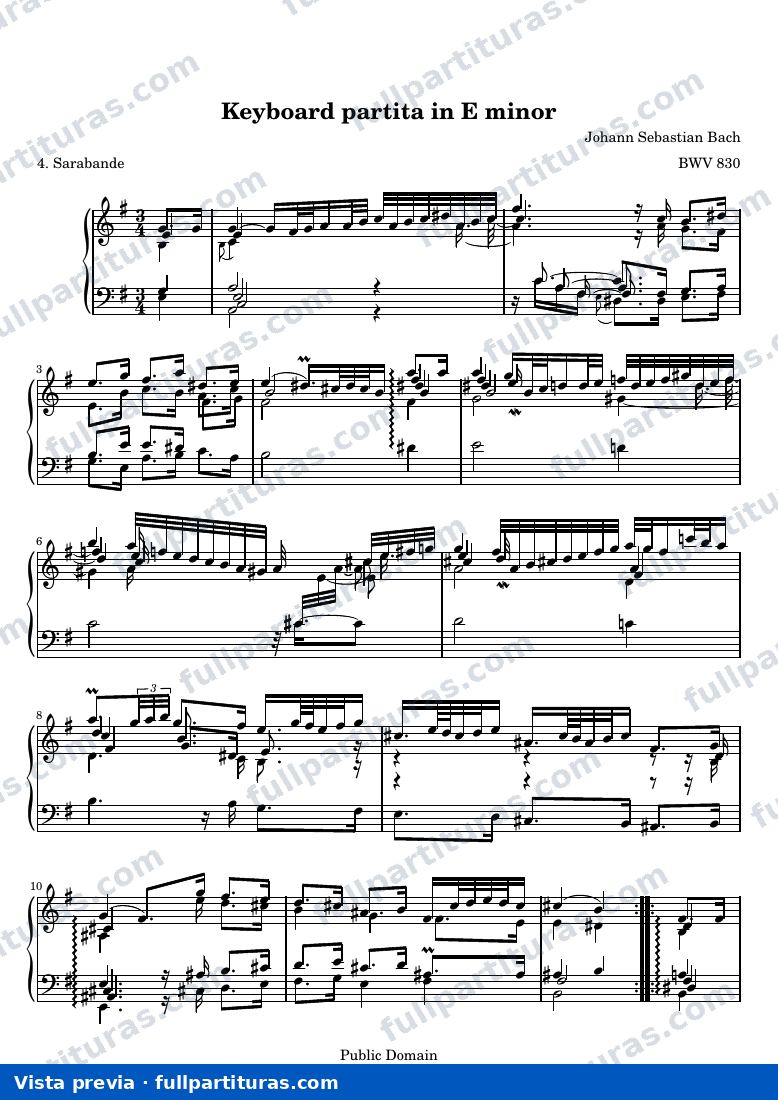 Keyboard partita in E minor — BWV 830 4 — предварительный просмотр