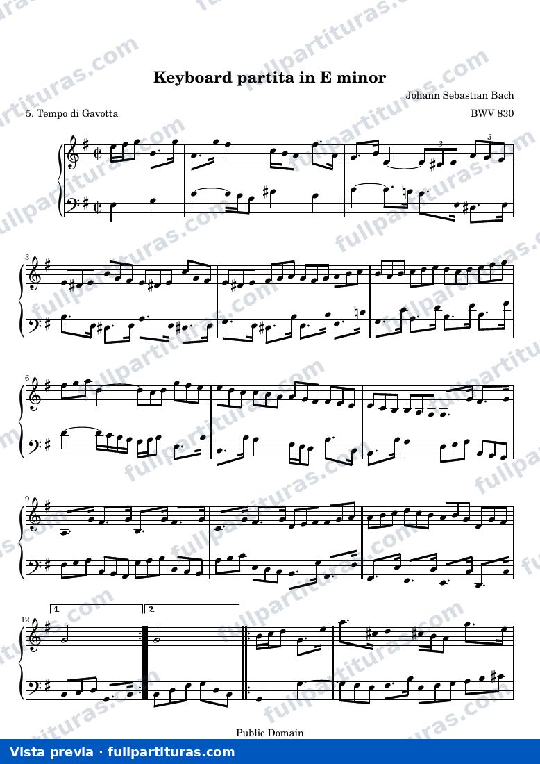 Keyboard partita in E minor — BWV 830 5 — предварительный просмотр