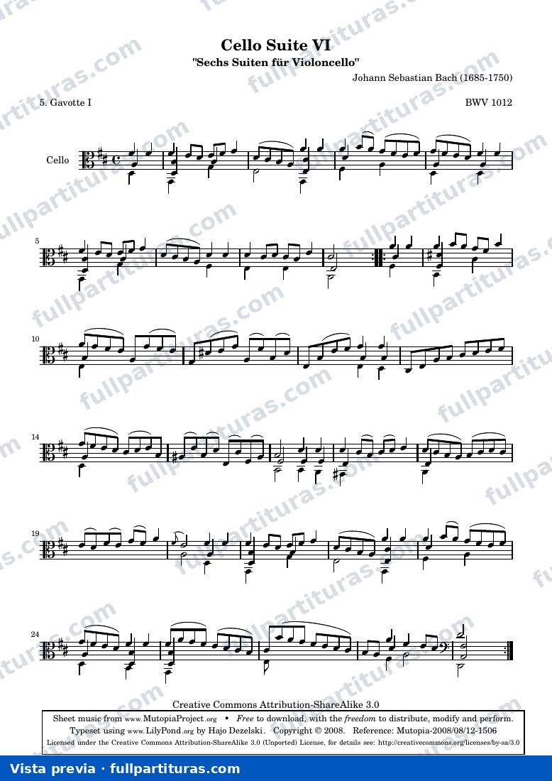 Cello Suite VI - BWV 1012 - Gavotte I — visualização