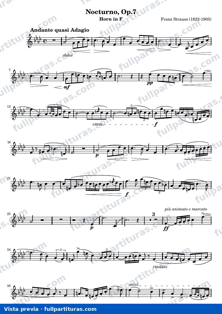 Nocturno, Op.7 — Horn — visualização