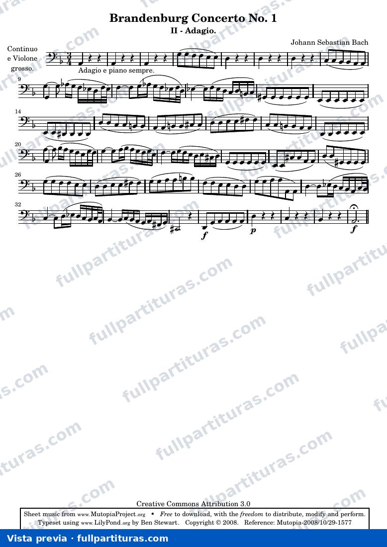 Brandenburg Concerto No. 1 (Second Movement - Adagio) — Continuo — aperçu