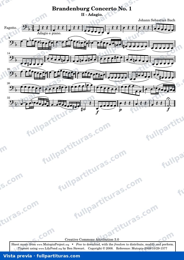 Brandenburg Concerto No. 1 (Second Movement - Adagio) — Fagotto — anteprima