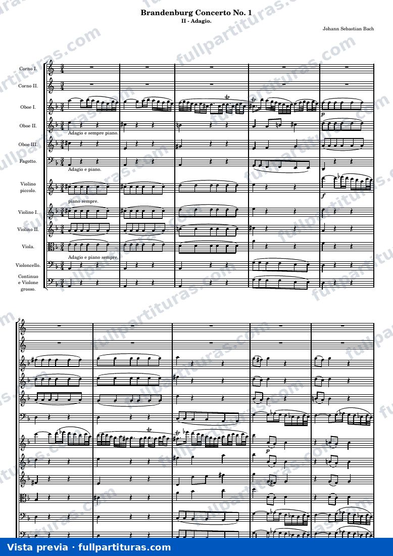 Brandenburg Concerto No. 1 (Second Movement - Adagio) — Score — anteprima