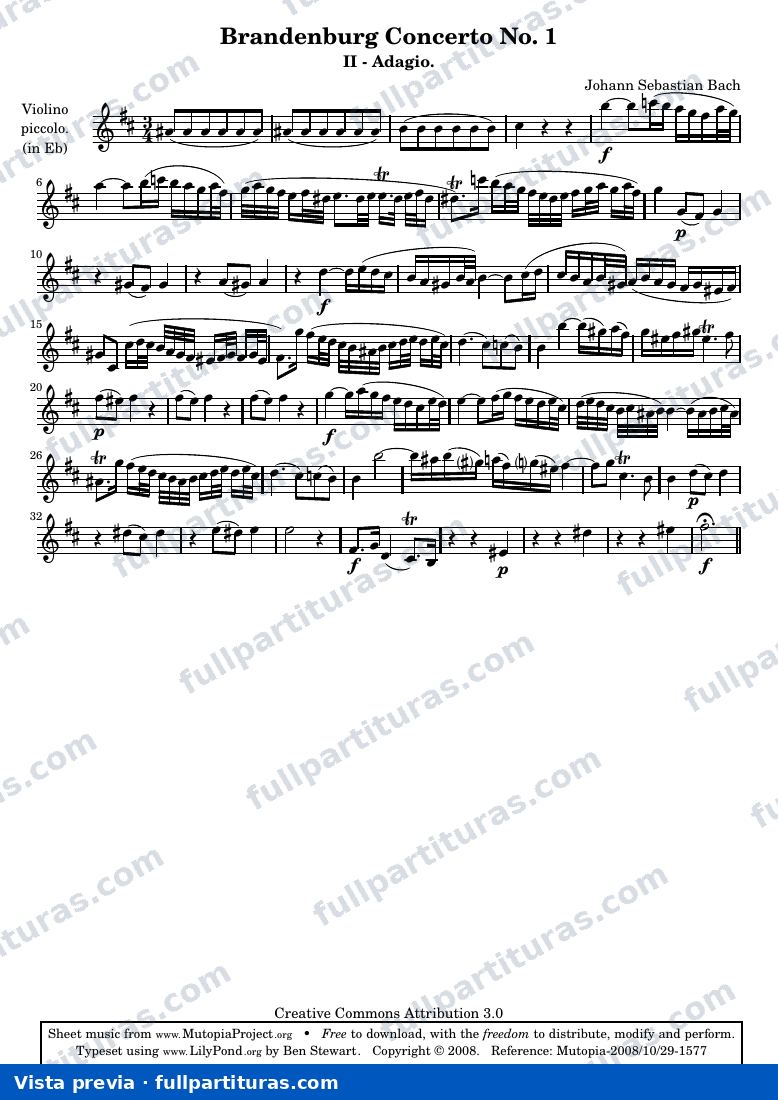 Brandenburg Concerto No. 1 (Second Movement - Adagio) — Violinopiccolooriginal — Vorschau