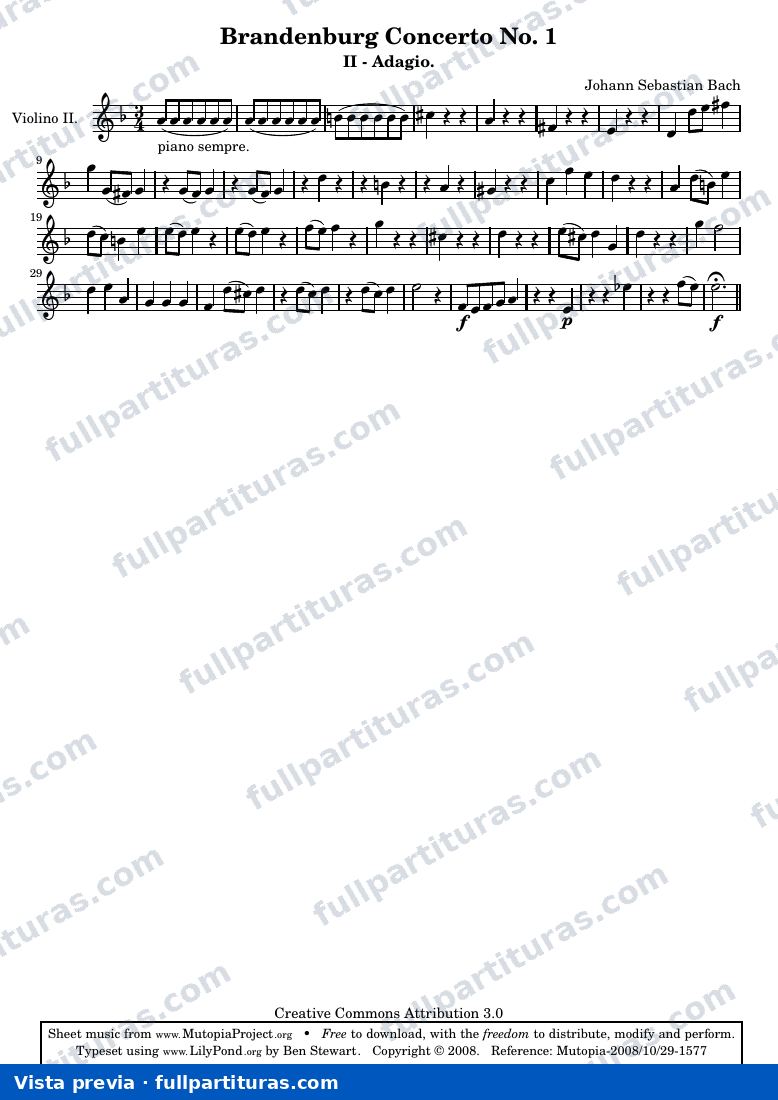 Brandenburg Concerto No. 1 (Second Movement - Adagio) — Violinotwo — anteprima