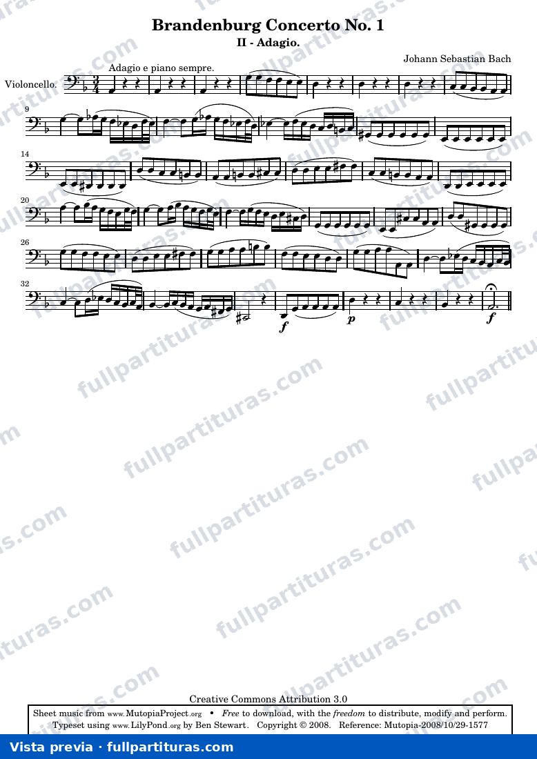 Brandenburg Concerto No. 1 (Second Movement - Adagio) — Violoncello — Vorschau