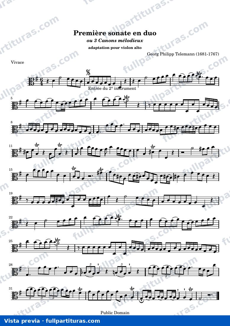 Première sonate en duo — TelemannGP canons sonate1 alto — Vorschau
