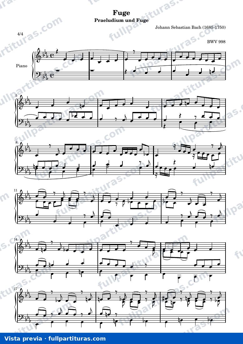 Fuge Es-Dur BWV 998 — предварительный просмотр