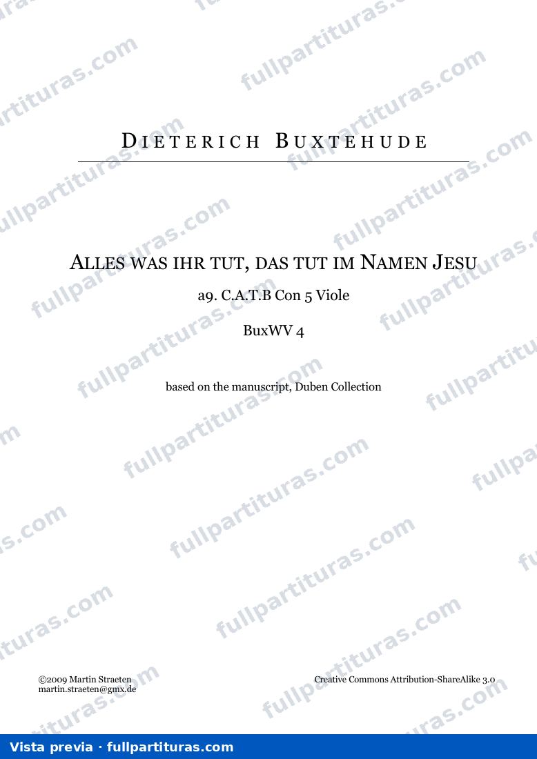 Alles was ihr tut — BuxWV4 score — Vorschau