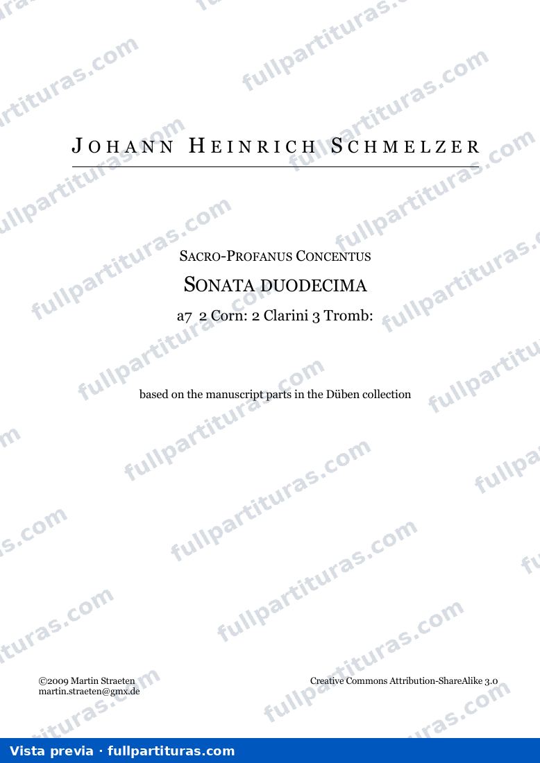 Sacro-Profanus Concentus, Sonata XXII — Sonataduodecima Score — anteprima