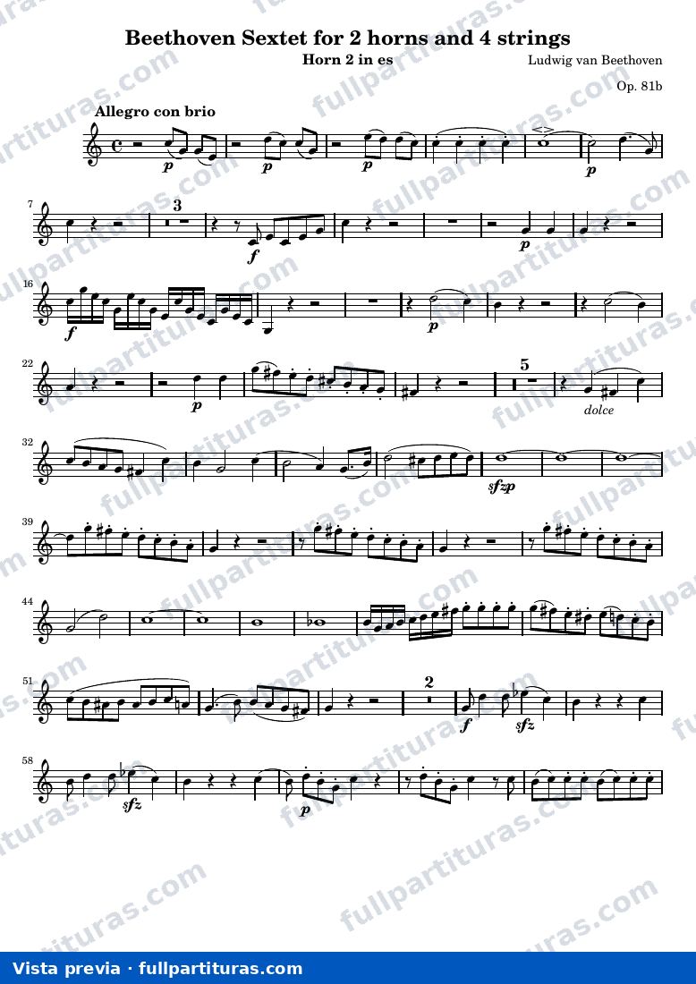 Sextet for 2 horns and 4 strings — Horn2 — Vorschau