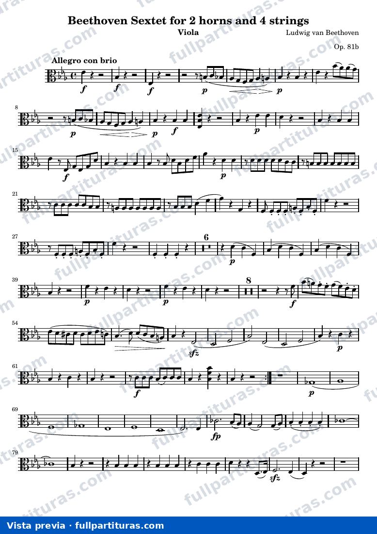 Sextet for 2 horns and 4 strings — Viola — anteprima