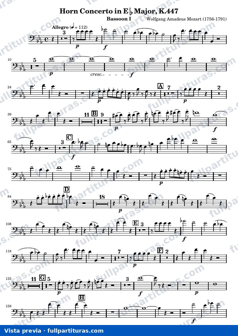 Mozart Horn Concerto No.3 — Bassoon1 — vista previa