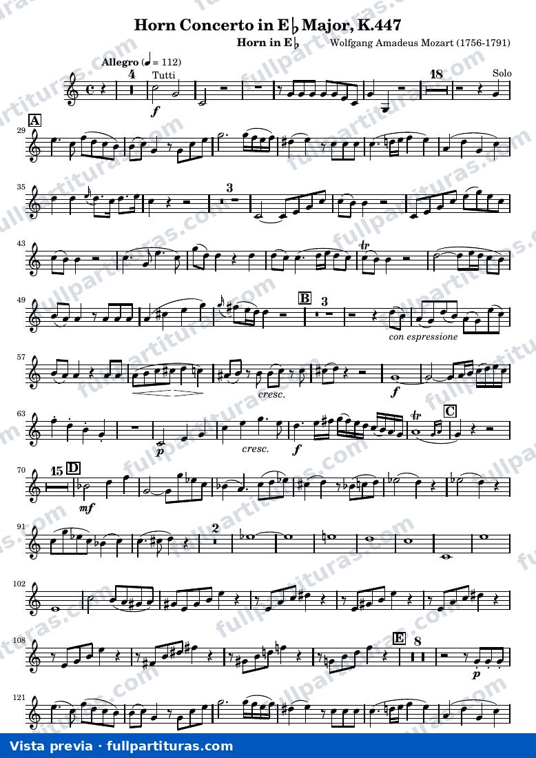 Mozart Horn Concerto No.3 — Horn — vista previa