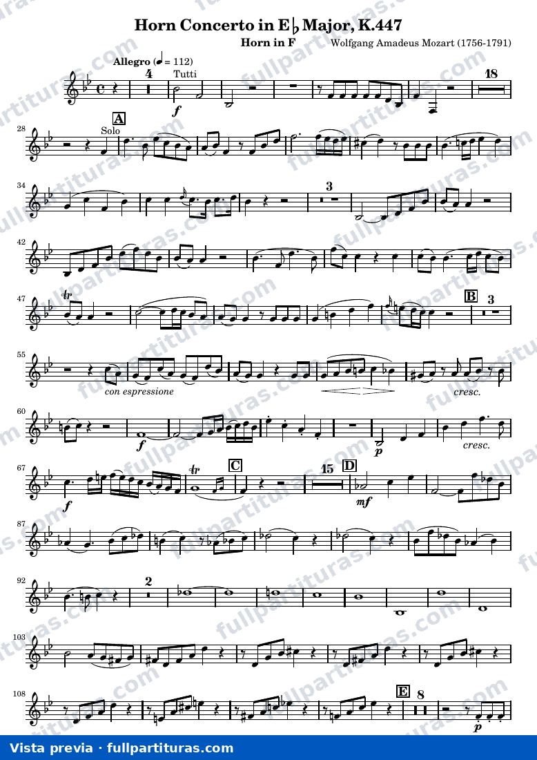 Mozart Horn Concerto No.3 — Horn f — vista previa