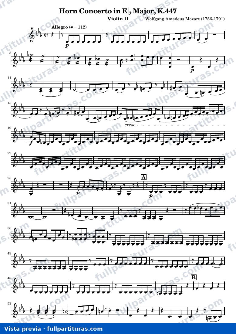 Mozart Horn Concerto No.3 — Violin2 — vista previa