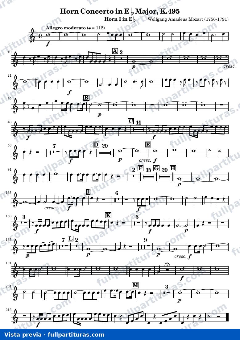 Mozart Horn Concerto No.4 — Horn1 — vista previa