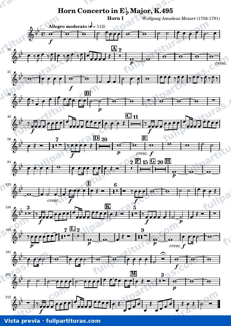 Mozart Horn Concerto No.4 — Horn1InF — vista previa