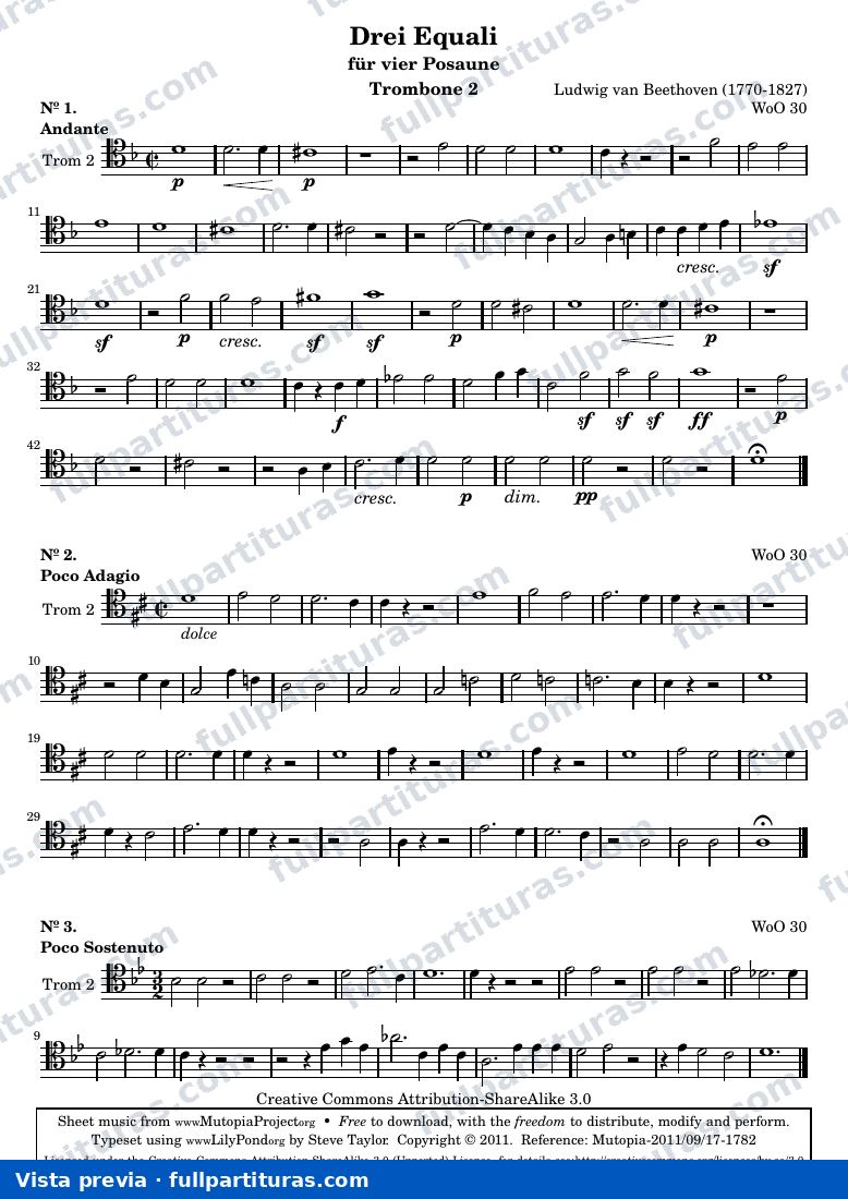 Drei Equali — Part Trombone2 — Vorschau