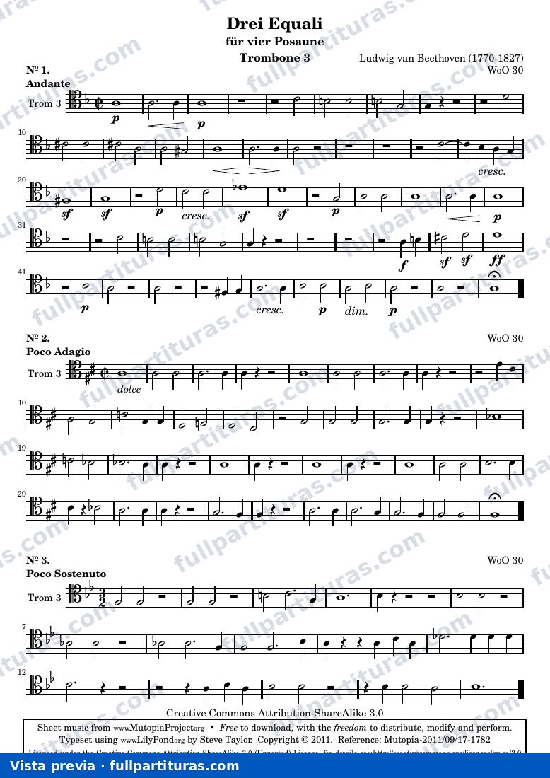Drei Equali — Part Trombone3 — Vorschau