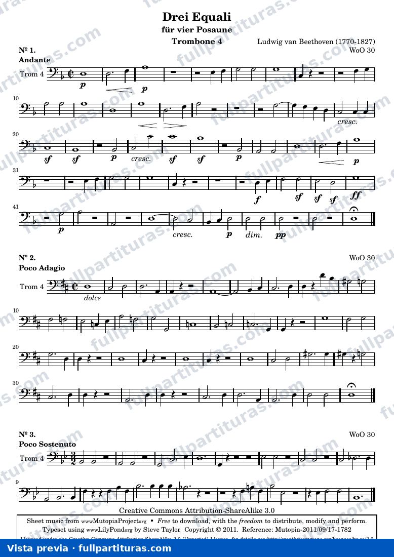 Drei Equali — Part Trombone4 — Vorschau