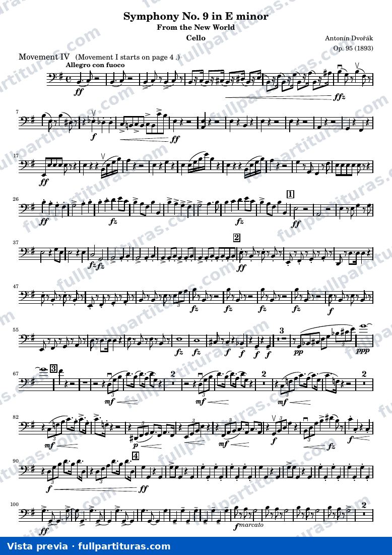 Symphony No. 9 in E minor — Strings Cello — Vorschau