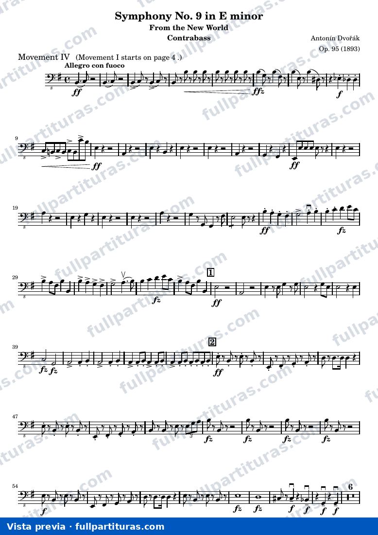 Symphony No. 9 in E minor — Strings Contrabass — preview