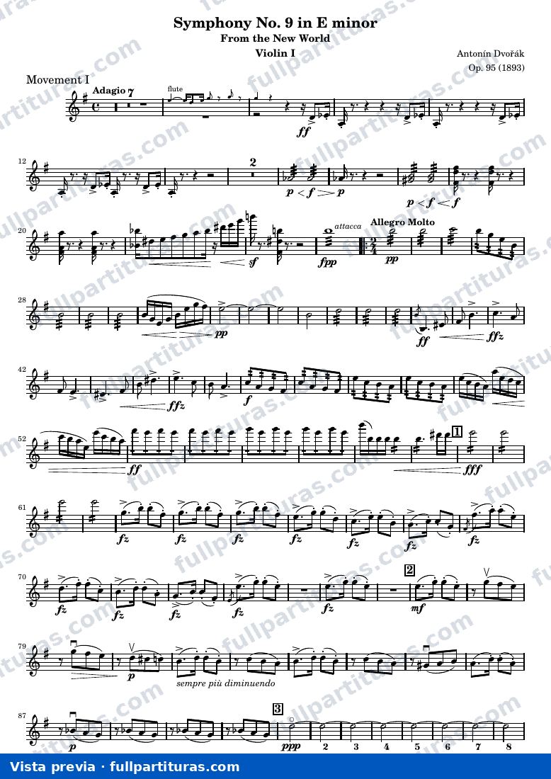 Symphony No. 9 in E minor — Strings Violin1 — preview