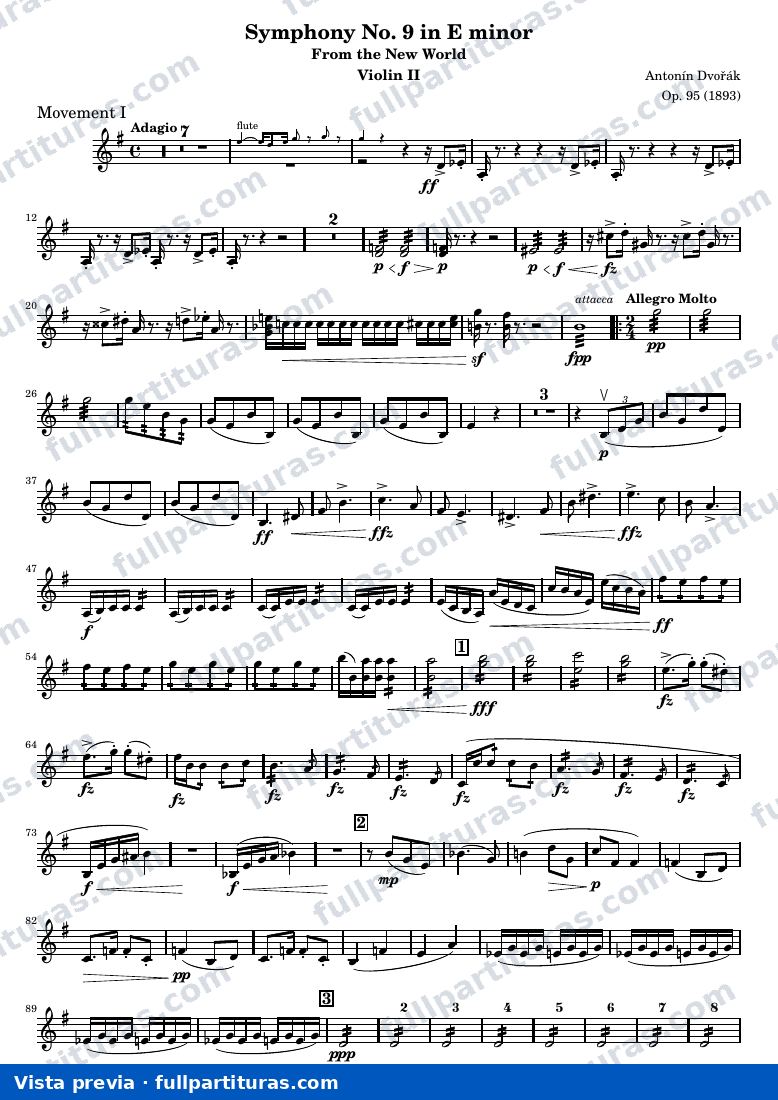 Symphony No. 9 in E minor — Strings Violin2 — preview