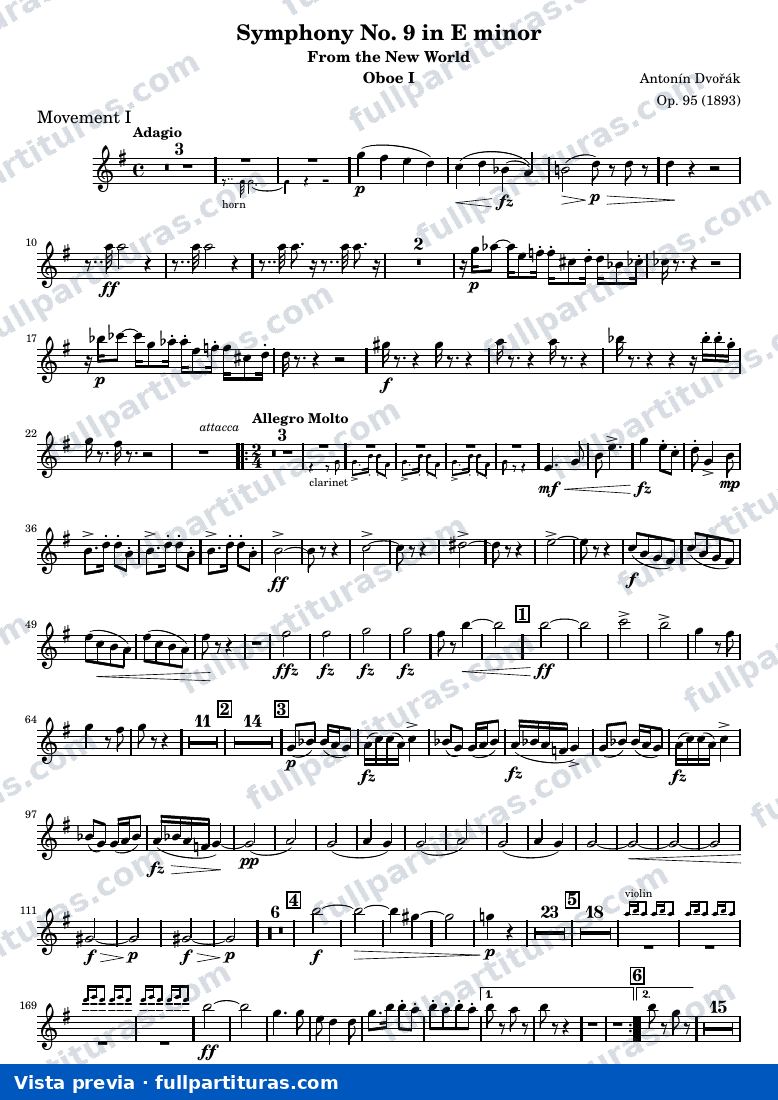 Symphony No. 9 in E minor — Woods Oboe1 — предварительный просмотр